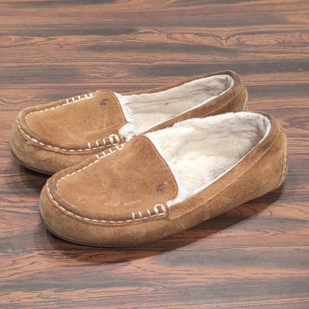 Koolaburra by UGG Lezly Women's Brown Suede Faux Fur Moccasin Slippers Size 6